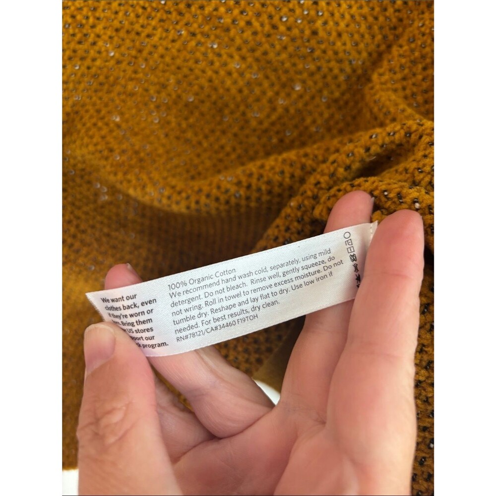 Eileen Fisher Women’s tweety textured Mustard 100% cotton mock neck Sweater MD - Picture 6 of 8